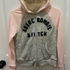 Abercrombie Kids Fur Lined Grey and Pink Zip-Up